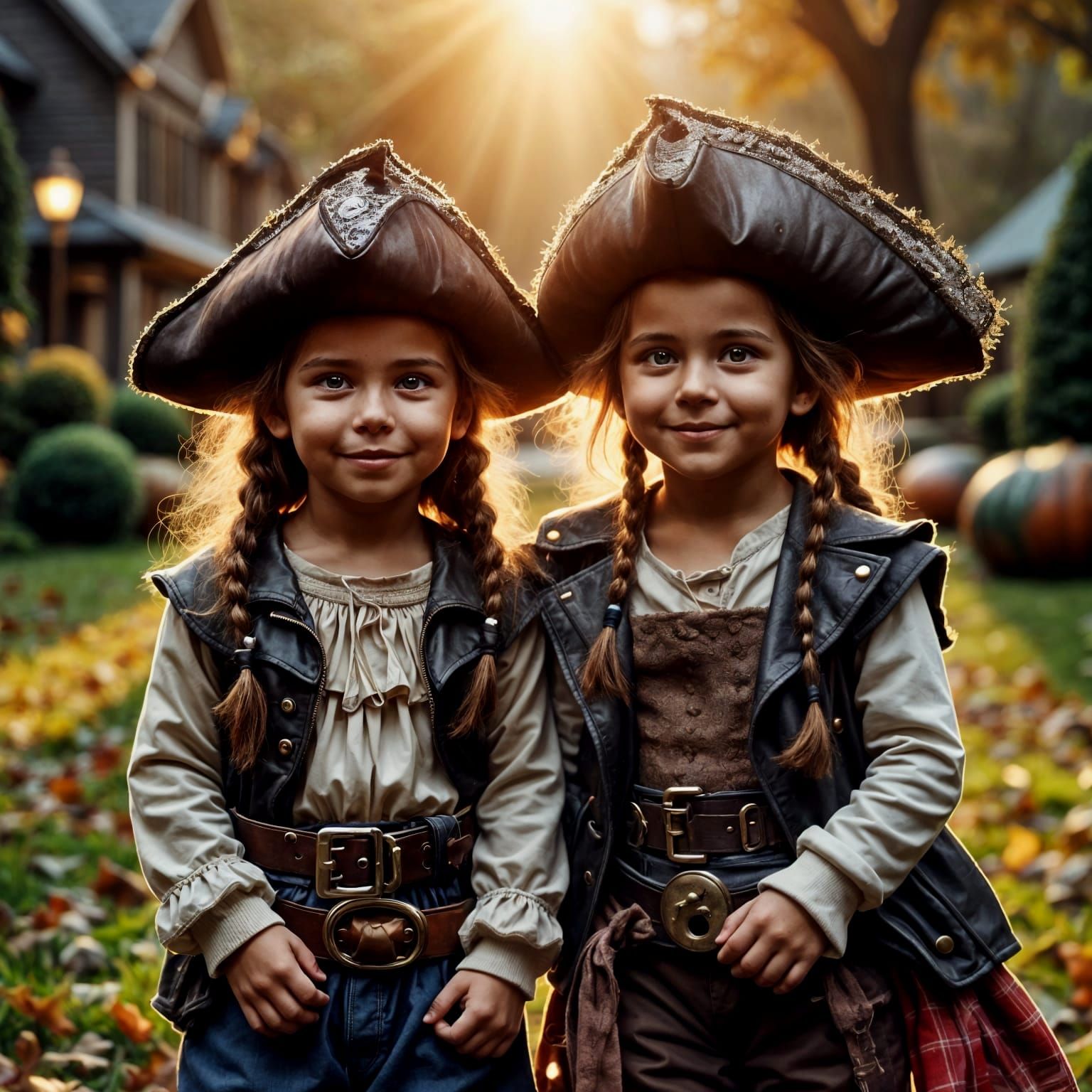 Two Pirate Children Go Trick-or-Treating