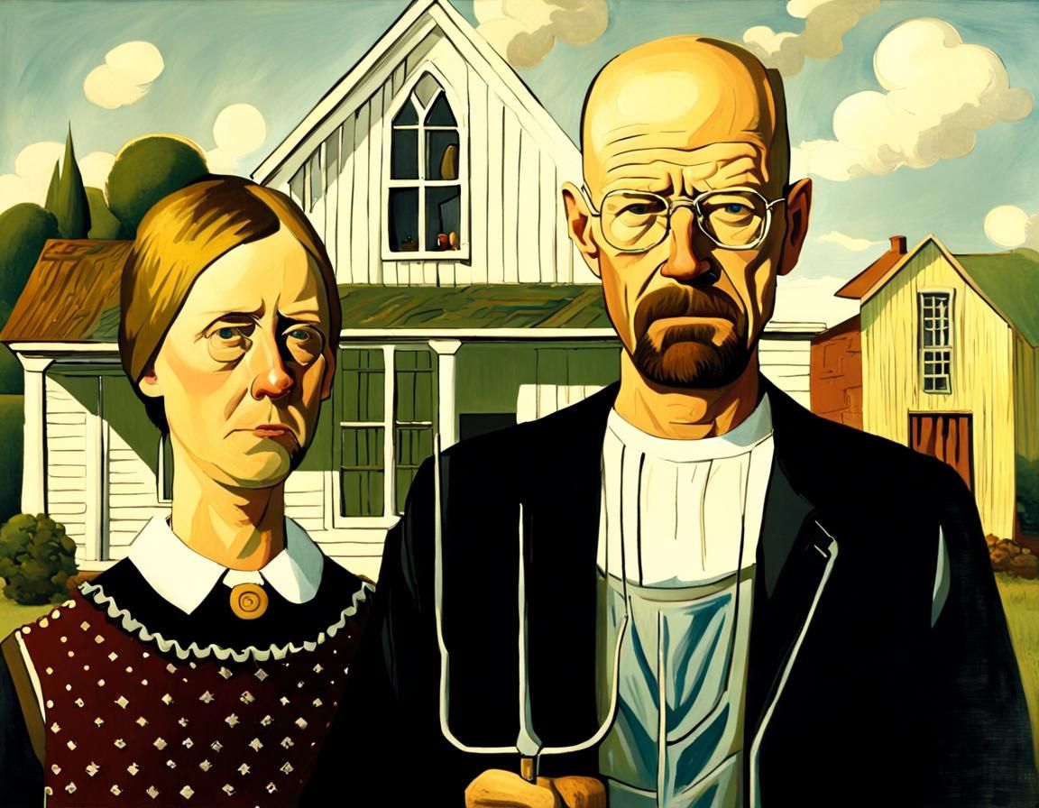 American Gothic Parody with Walter White and Jesse Pinkman