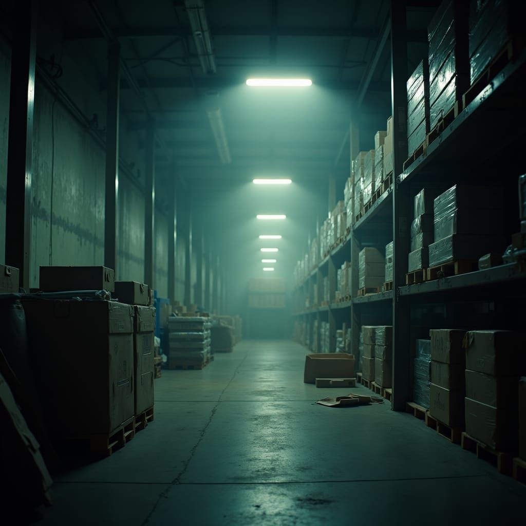 Atmospheric Reverse Logistics Warehouse in Vintage Film Styl...