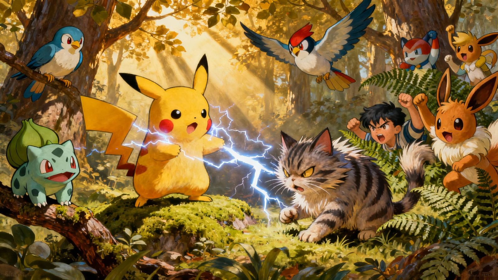 Pokemon Battle: Pikachu vs Meowth with Audience