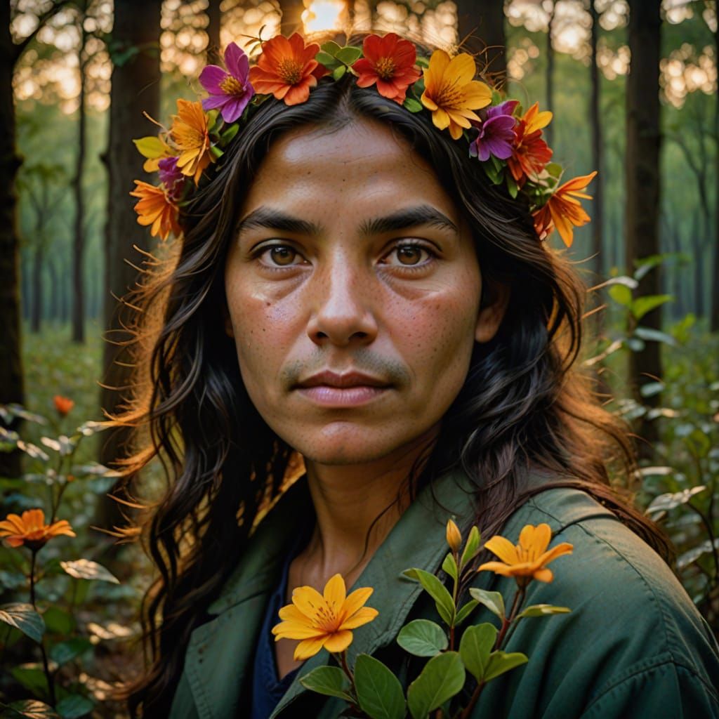 Forest Portrait with Bokeh and Studio Lighting