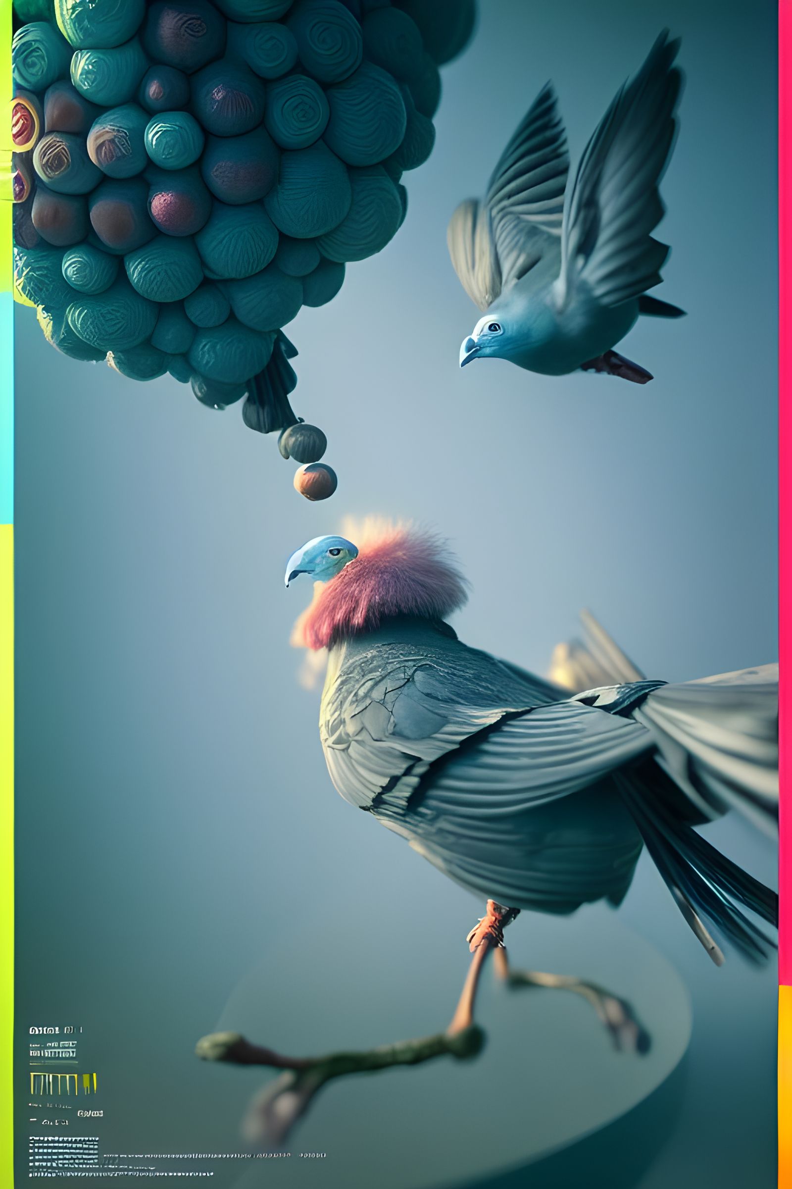 Detailed Vulture with Fruit, Digital Art