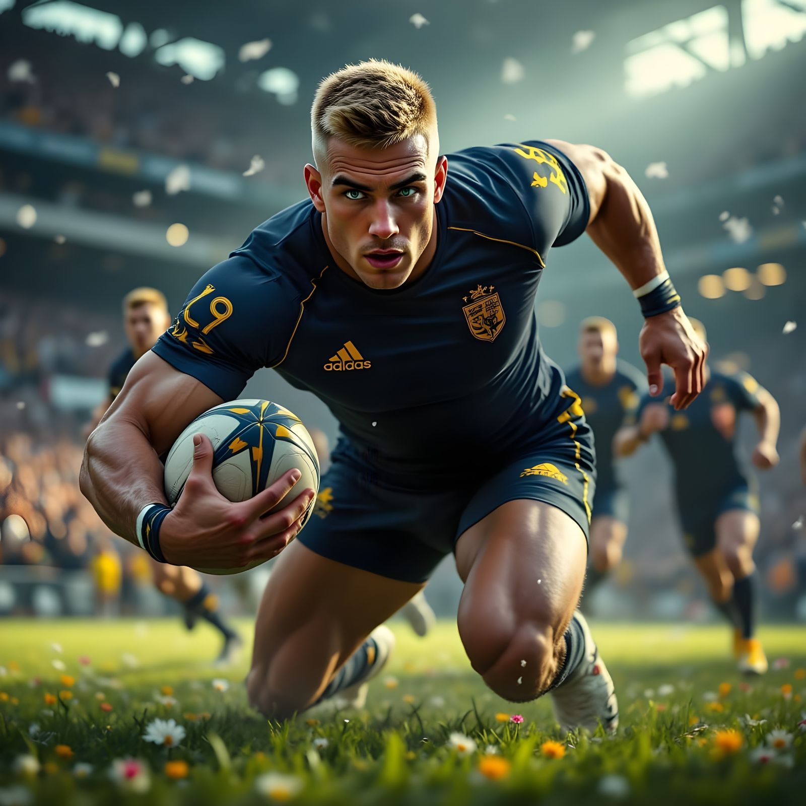 Rugby Player in Mid-Tackle, Cinematic Sports Photography