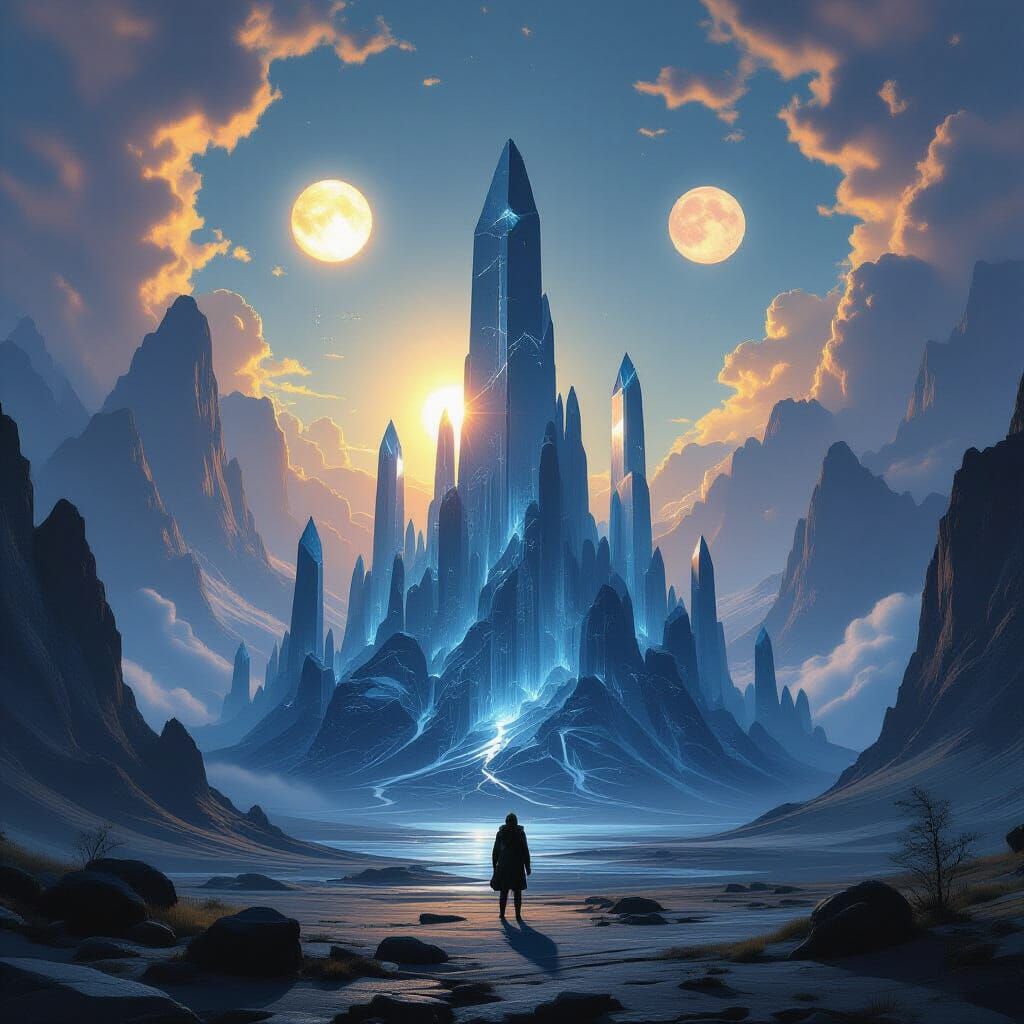 Alien Crystal Landscape in Romantic Style