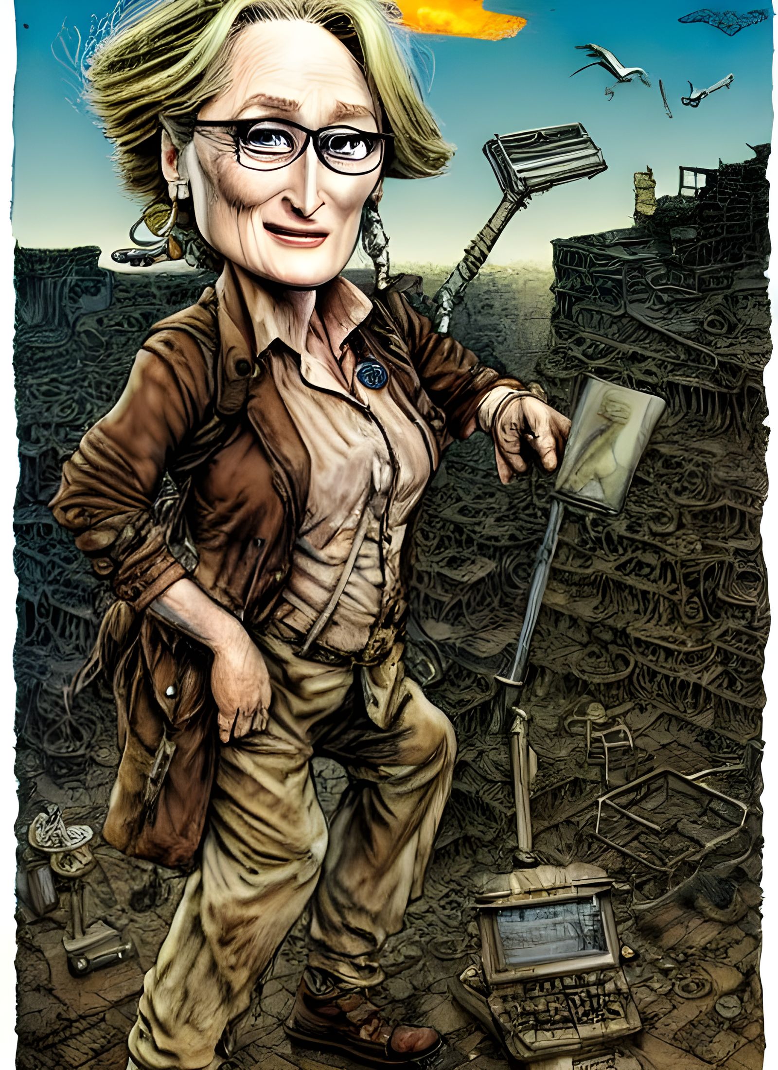 Chibi Meryl Streep as Post-Apocalyptic Archaeologist