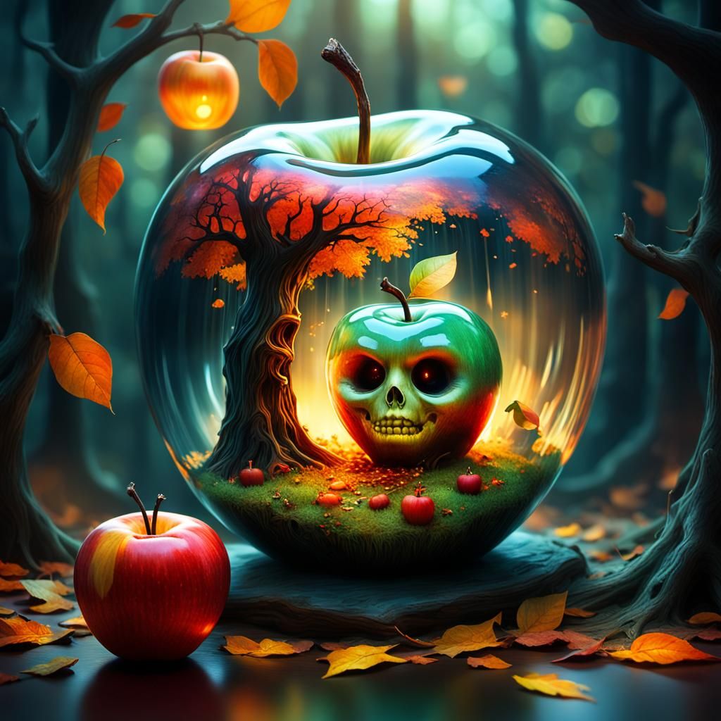 Distorted Reflection: Surreal Fantasycore Apple Portrait