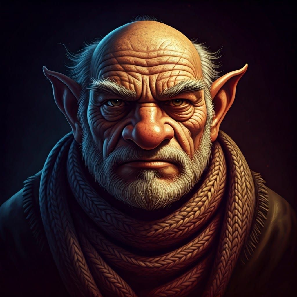 Baroque Gnome Warlock Portrait in Intricate Etching Style