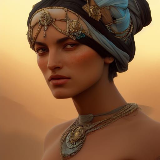 Desert Goddess Portrait in Hyperdetailed Style