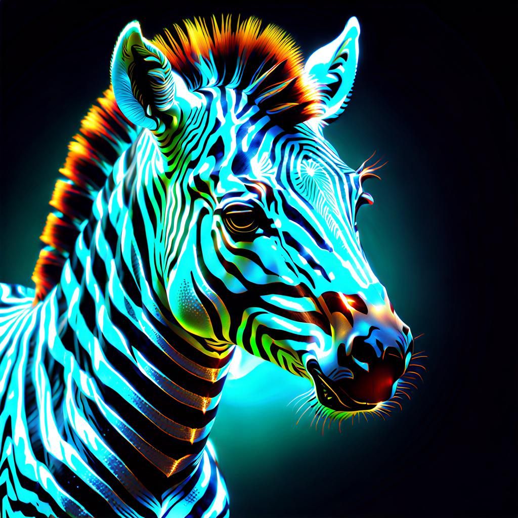Fractal Zebra: Exotic Elegance in Luminous Art