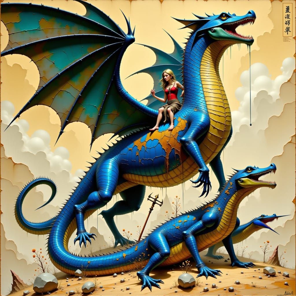 Majestic Akhekh Pulling Chariot in Egyptian Style