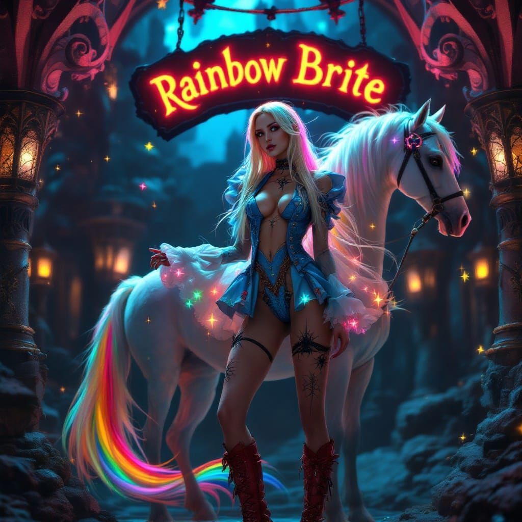 Goth Rainbow Brite in Vibrant Wonderland