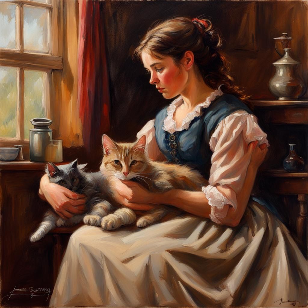 Beth and Cat Oil Painting by James Gurney