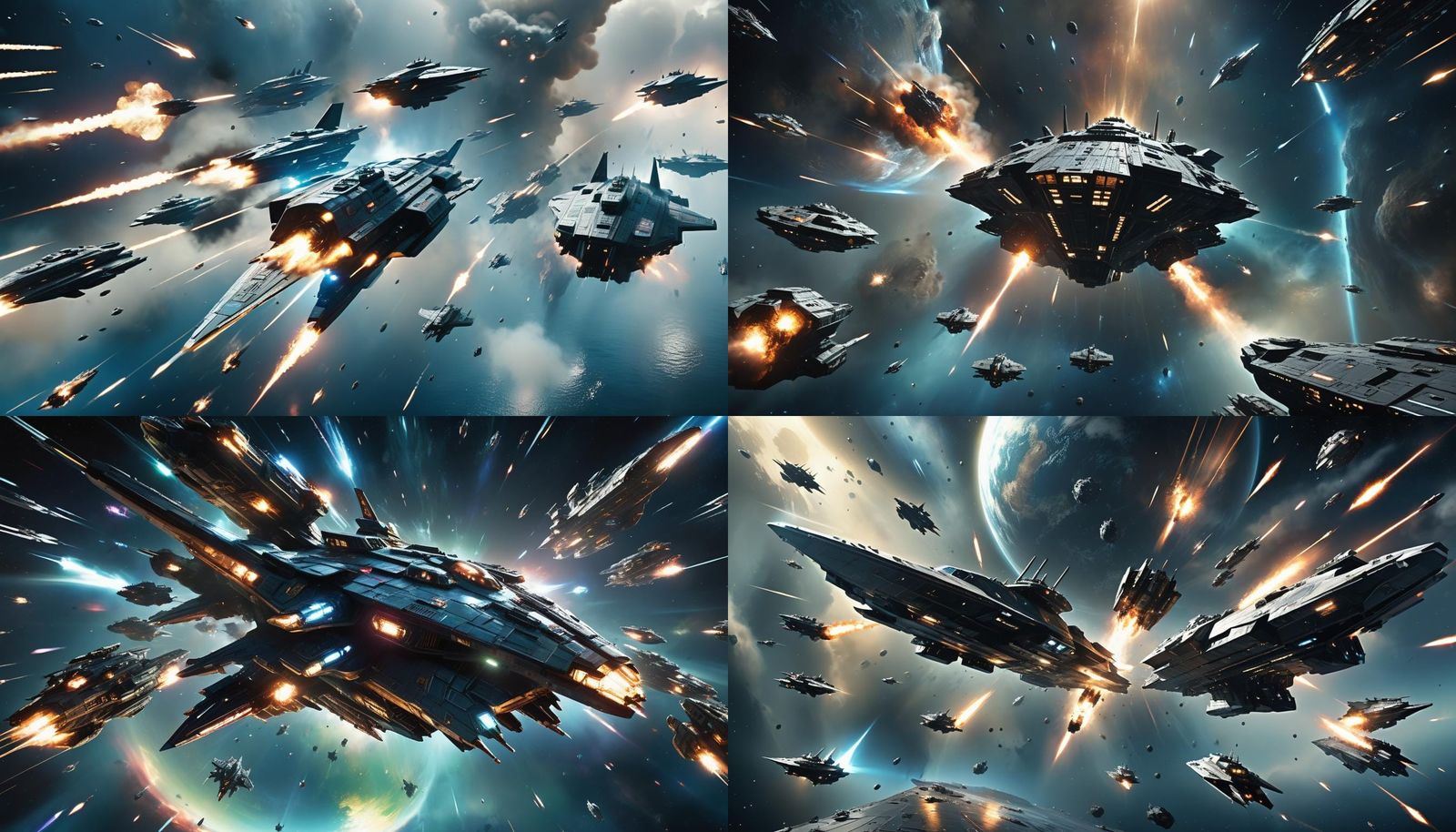 Futuristic Space Battle: Earth's Stealth Fleet Emerges