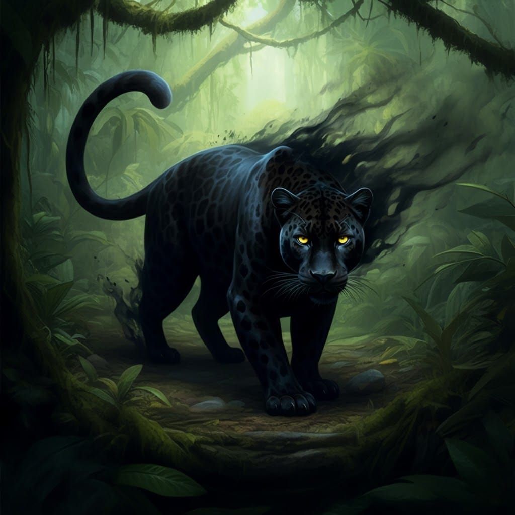 Ethereal Black Panther Made of Shadow