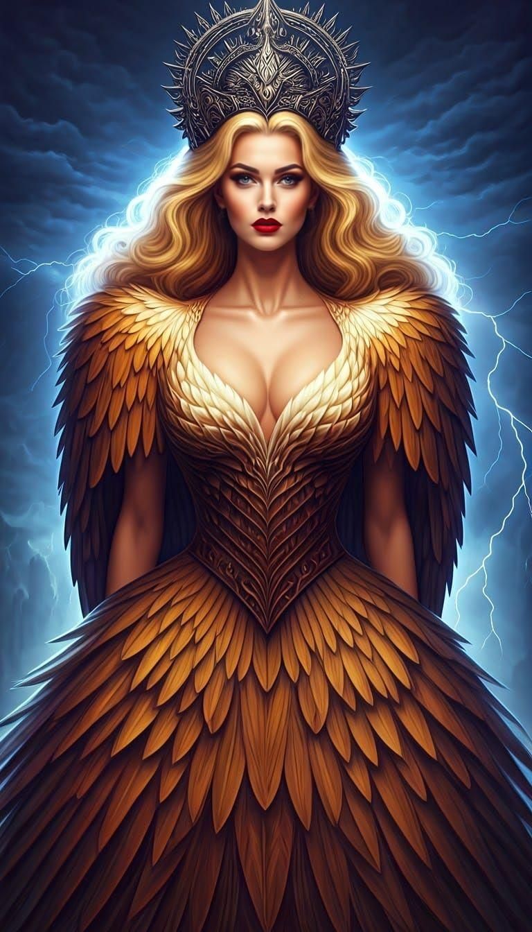 Cyberpunk Goddess in Majestic Eagle Crown