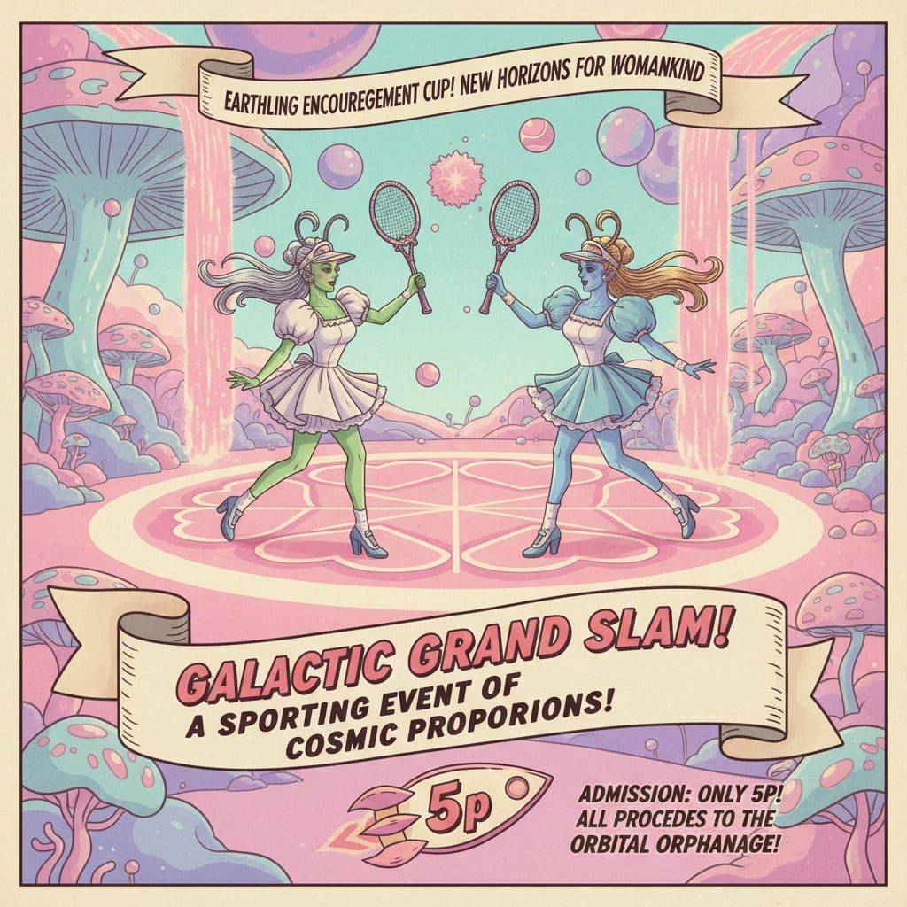 Hyperfeminine Alien Tennis Match Poster