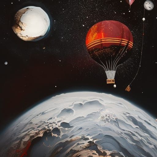 Terrifying Hot Air Balloon in Space: Horror Aesthetic