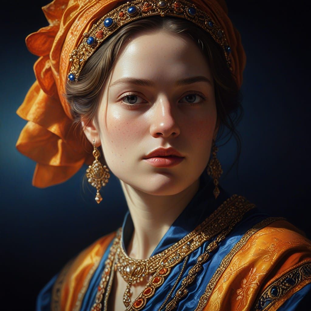 Intricate Portrait in Oil Painting Style