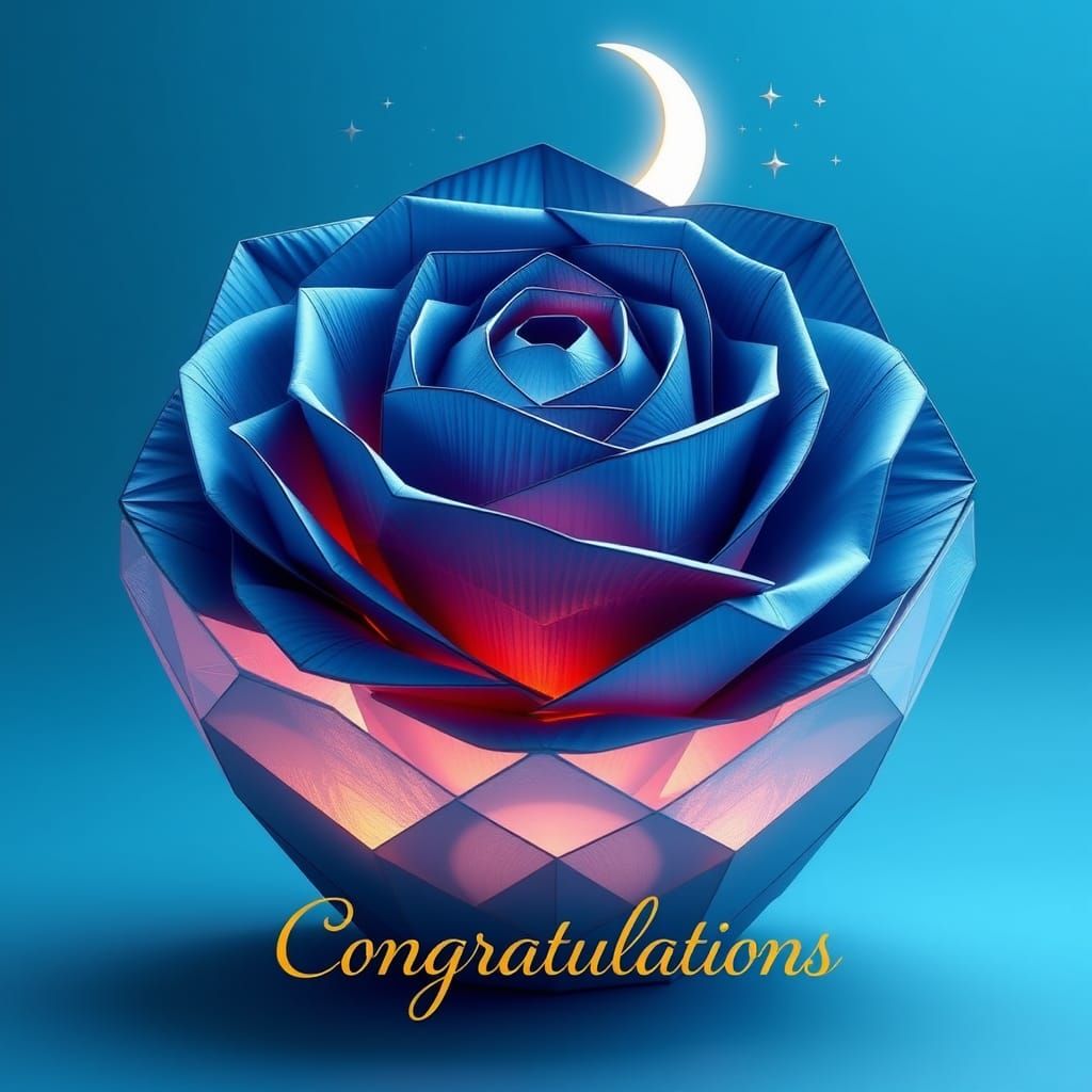 Ethereal Origami Rose in Celestial Setting