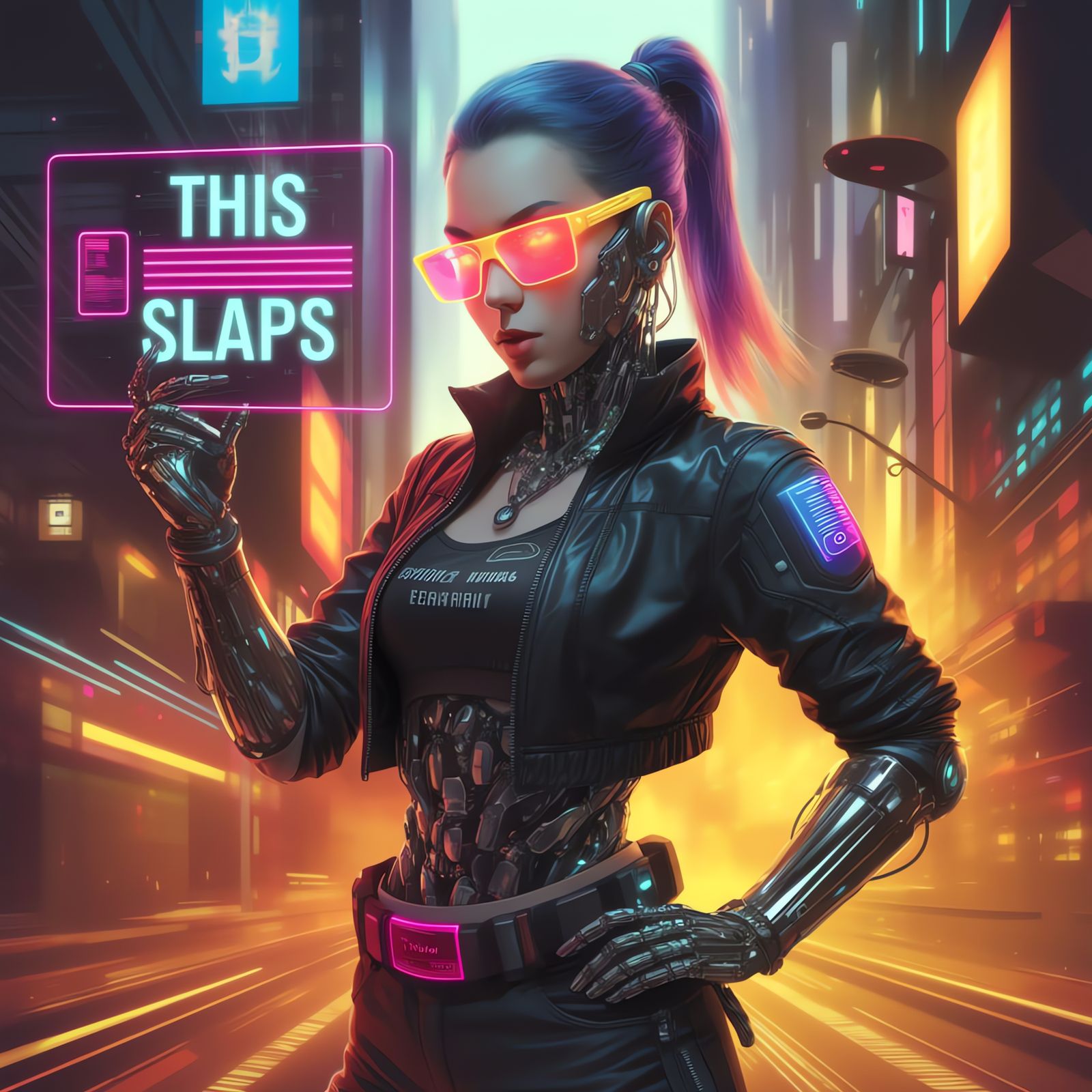 Cyberpunk Hacker Goddess in Neon Glory