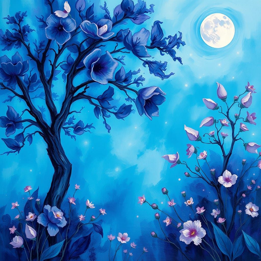 Cerulean Dreamscape in Impasto Style