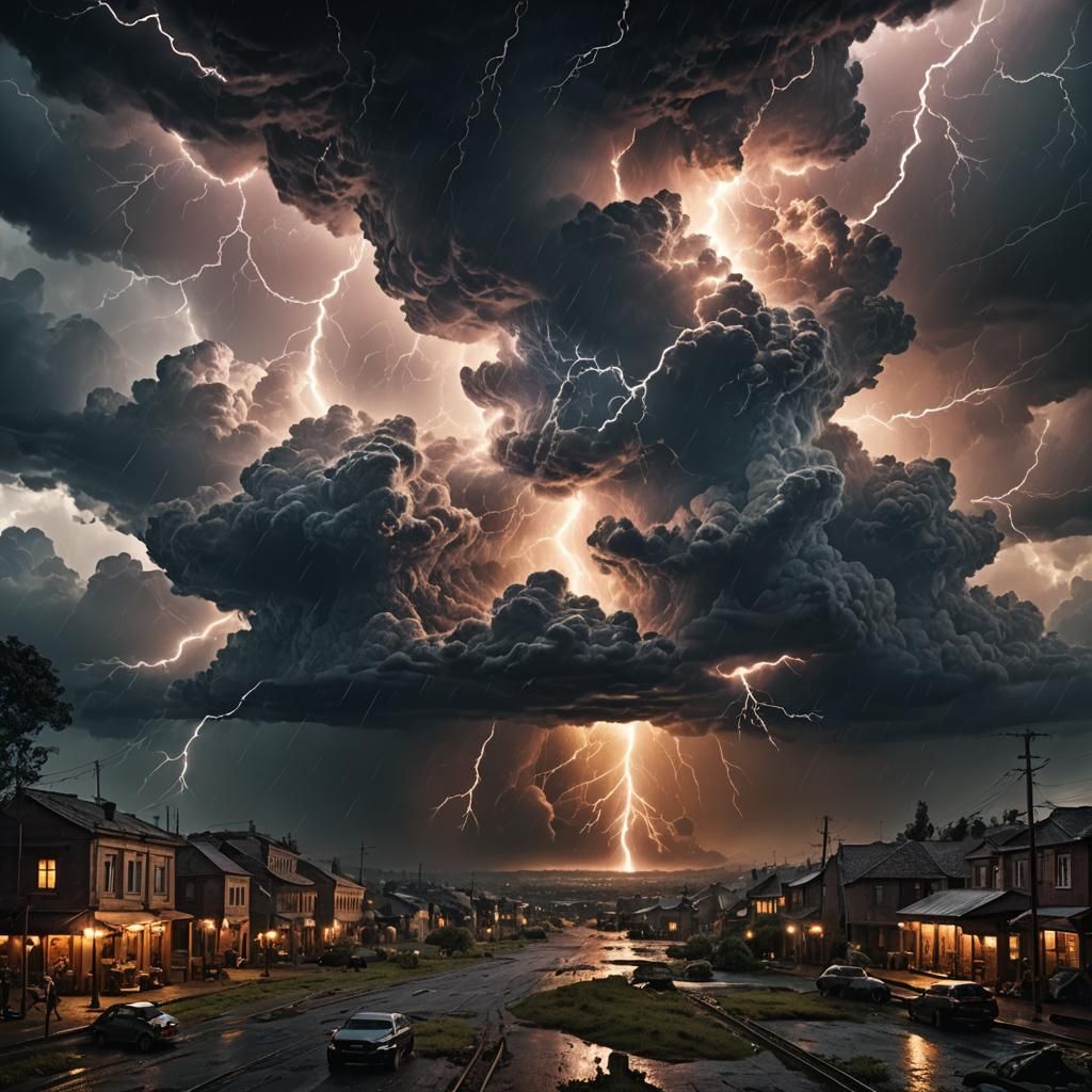 Dramatic Lightning Storm Digital Matte Painting