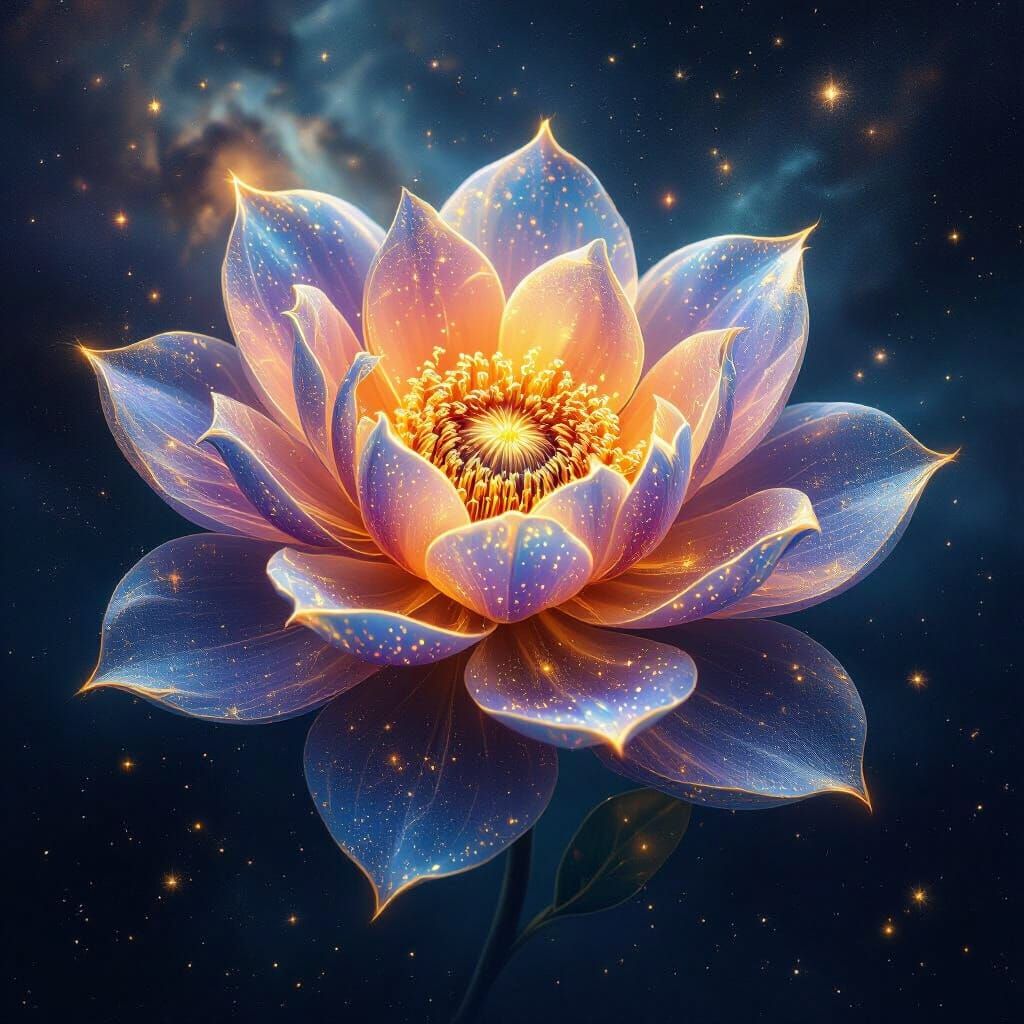 Cosmic Flower Glowing in Star-Filled Cosmos