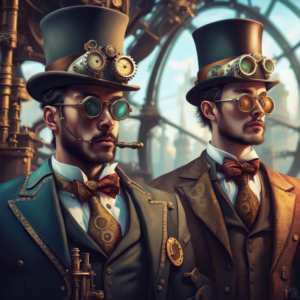 Steampunk Gentleman Portrait in Hyperrealistic Style