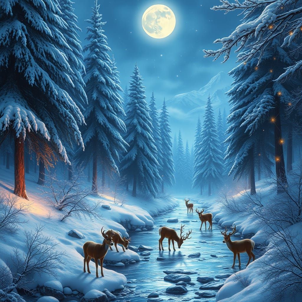 Enchanted Winter Forest: A Digital Matte Painting