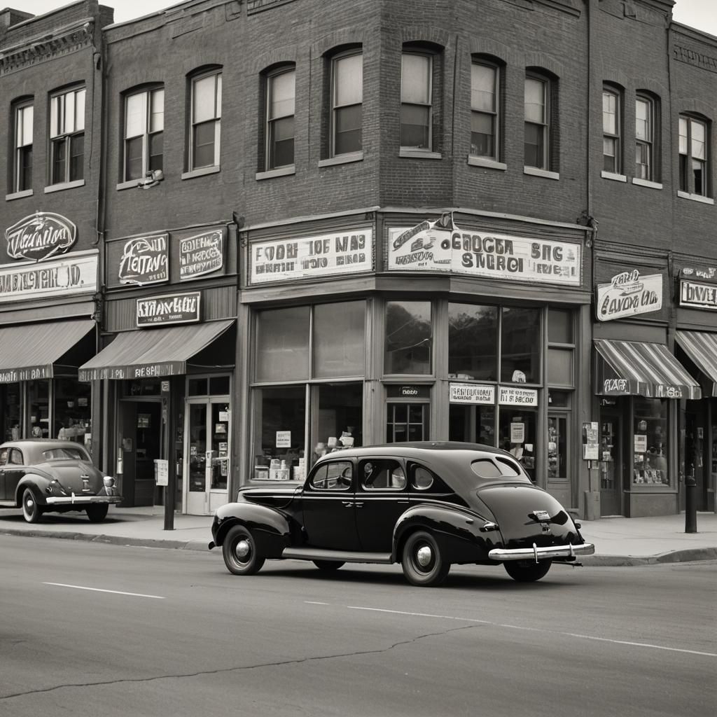1940s Ford Sedan on Main Street