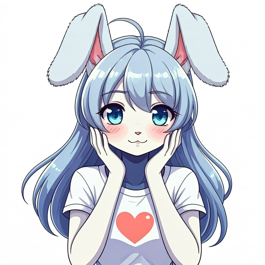 Surreal Anime Rabbit Girl Exudes Cuteness in Vibrant, Styliz...