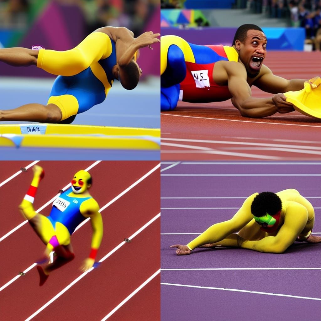 Clown Athlete's Banana Peel Mishap at Olympics