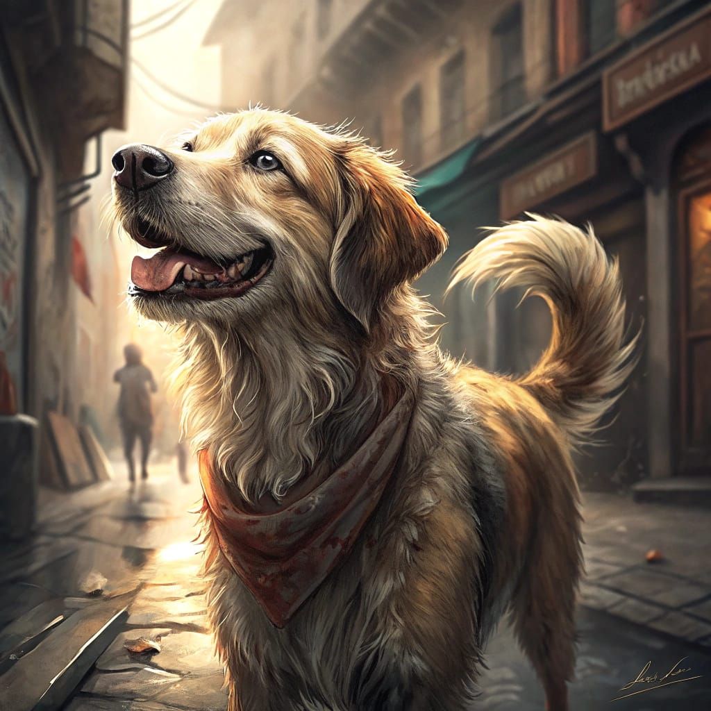 Joyful One-Eyed Street Dog