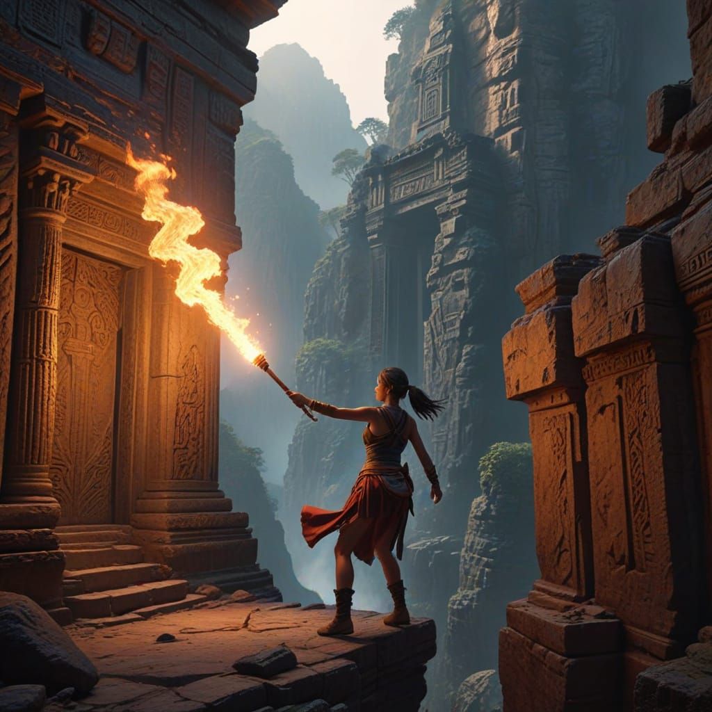 Adventurer at Edge of Forgotten Temple