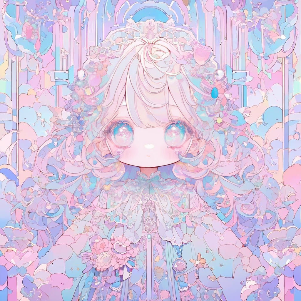 Adorable Chibi Girl in Pastel Hues