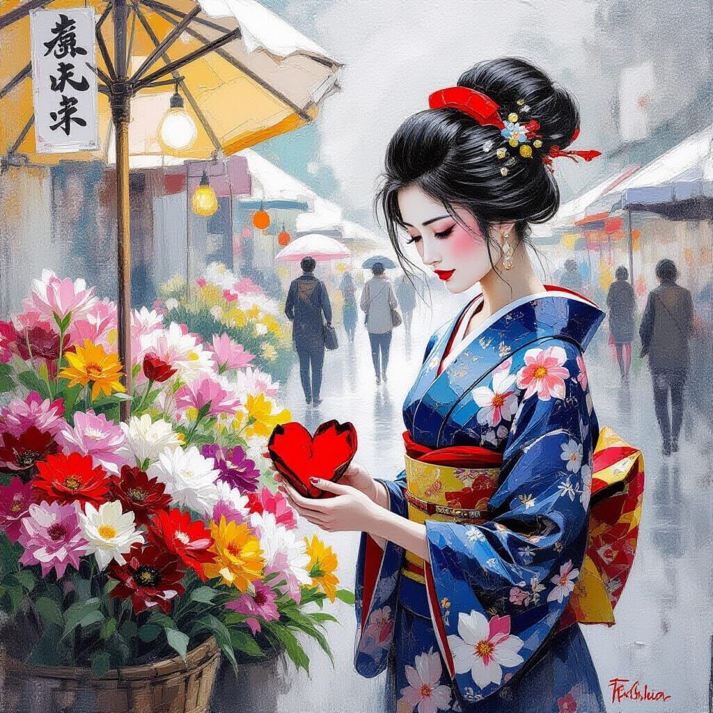 Mysterious Woman Sells Broken Heart in Japanese Inksplash St...