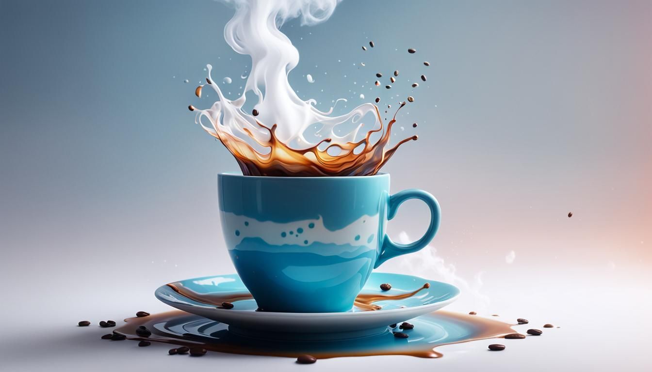 Mesmerizing Coffee Cup in Hyperrealistic Splash Art