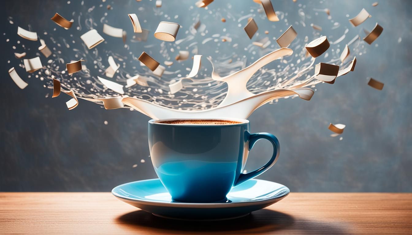 Coffee Cup with Musical Notes in Splash Art Style