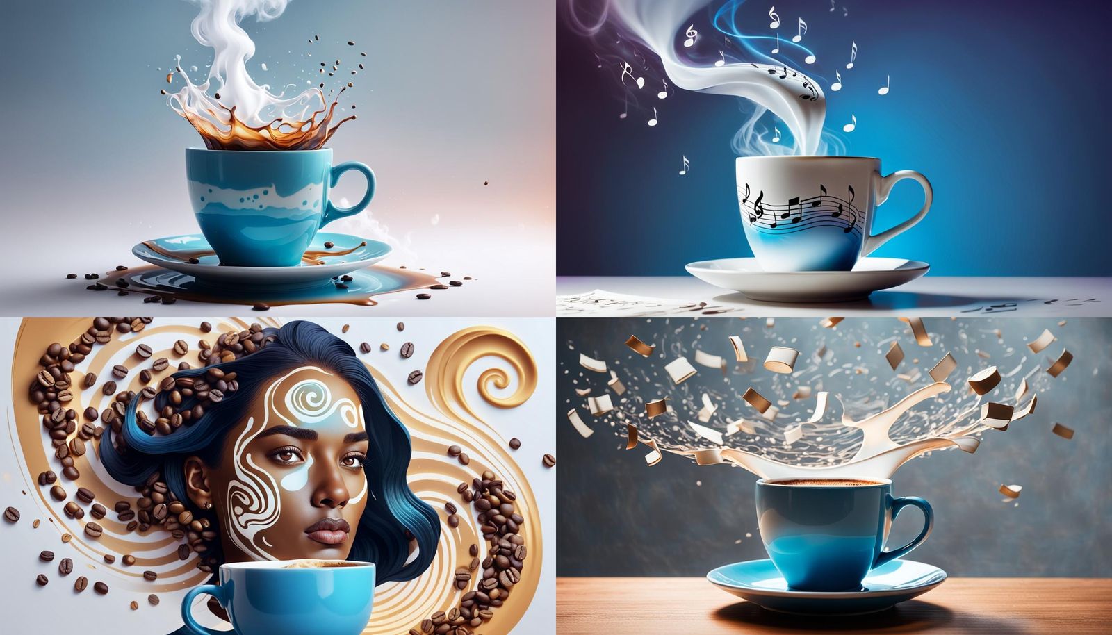 Hyperrealistic Coffee Splash Art in Vivid Color