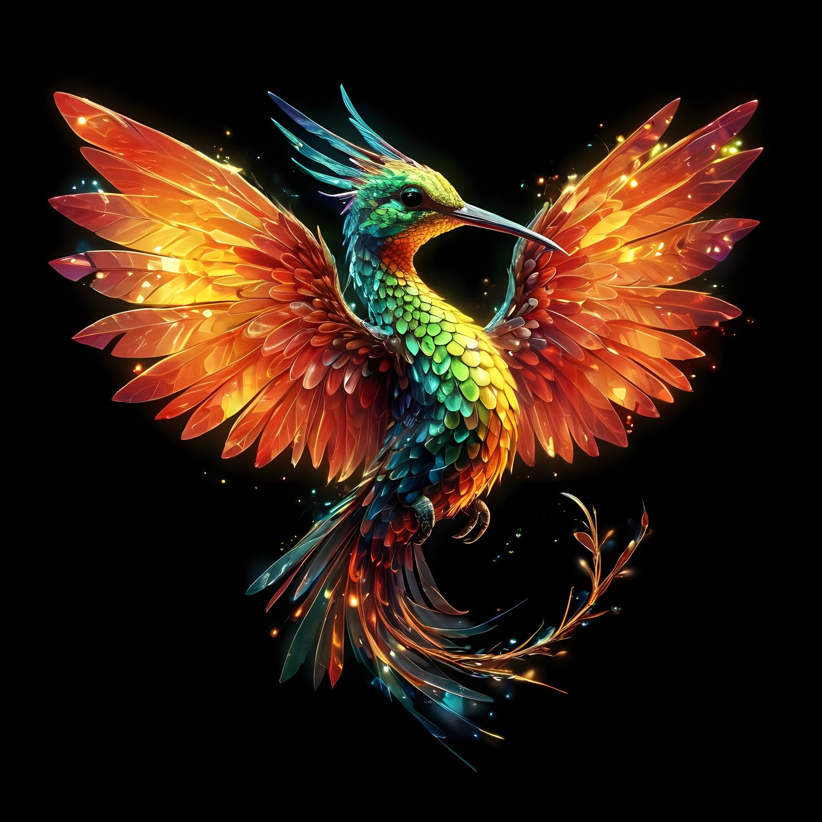 Dragon Hummingbird Hybrid Shines in Chrome Blue Feathers