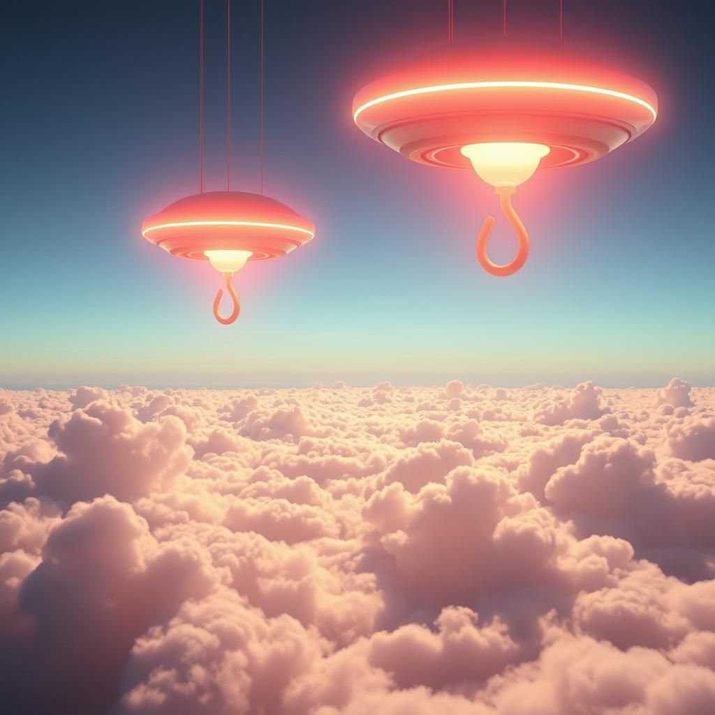 Luminous Sky Hooks over Ethereal Cloudscape