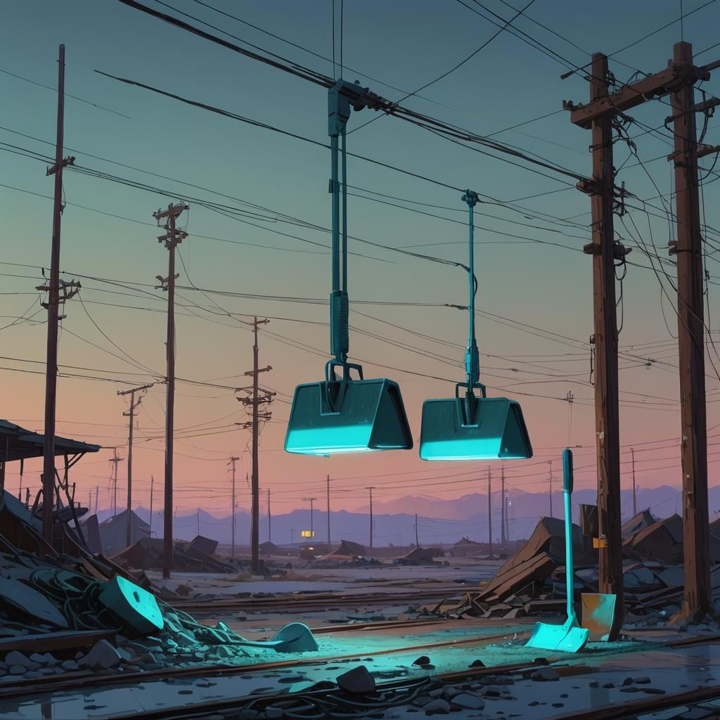 Sci-Fi Still Life with Turquoise Shovel