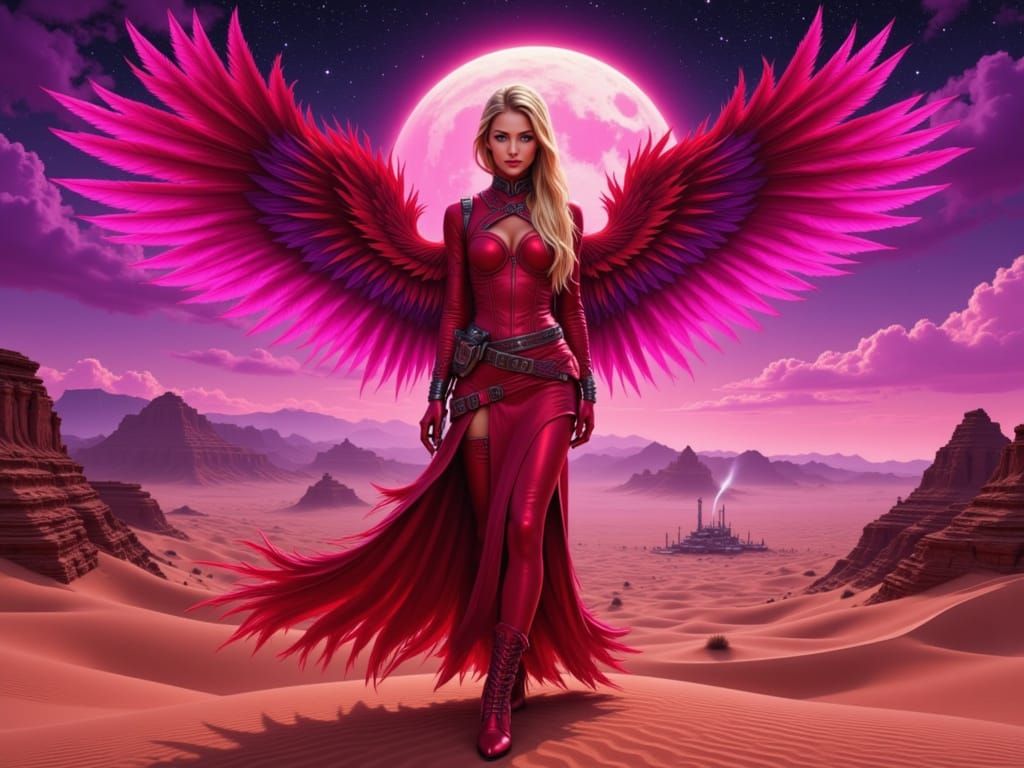 Featherborn Female in Arrakis Desert Sketch Style