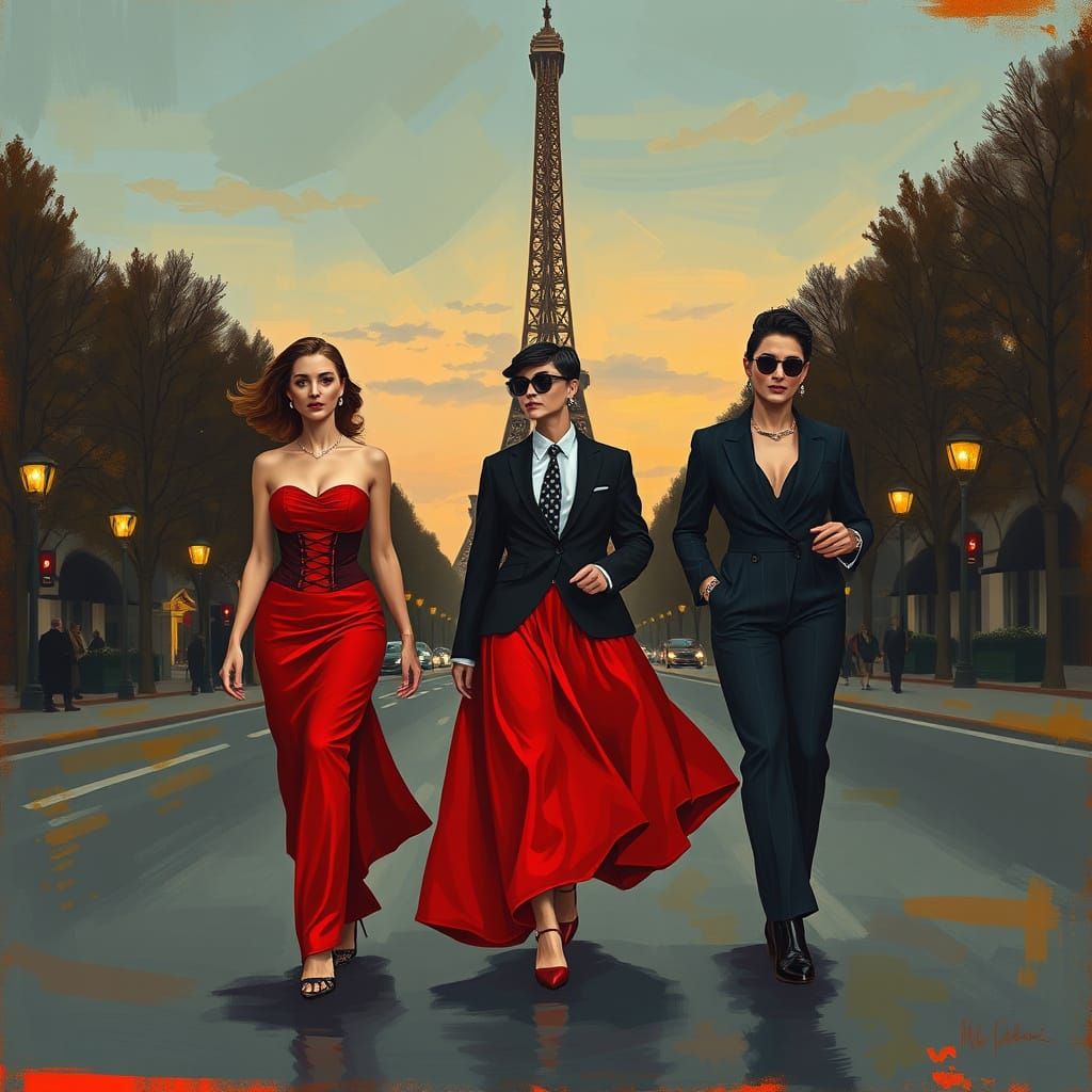 Parisian Nightwalkers in Elegant Attire