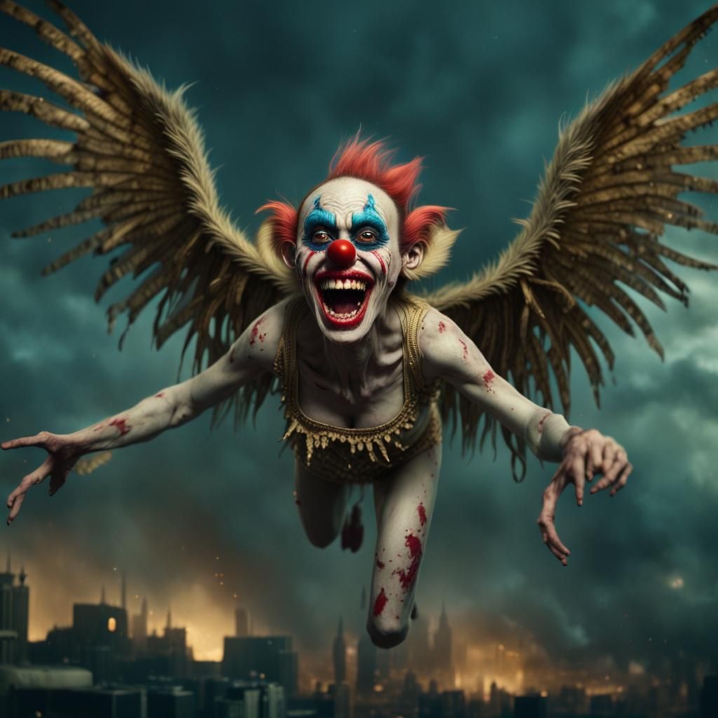 Nightmarish Flying Zombie Clown Monster Woman