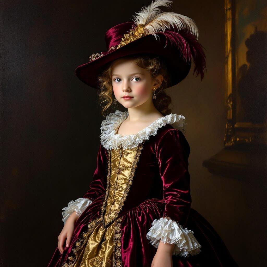 Girl in Baroque Dress, Rembrandt Style