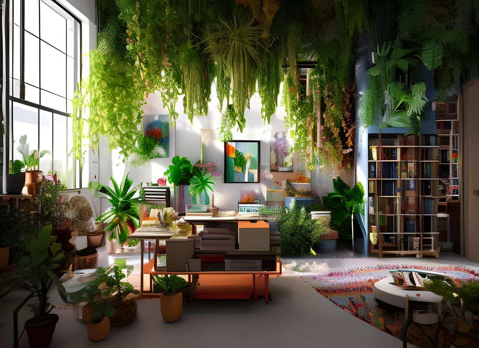 Colorful Painter's Studio in Geometric Abstract Style