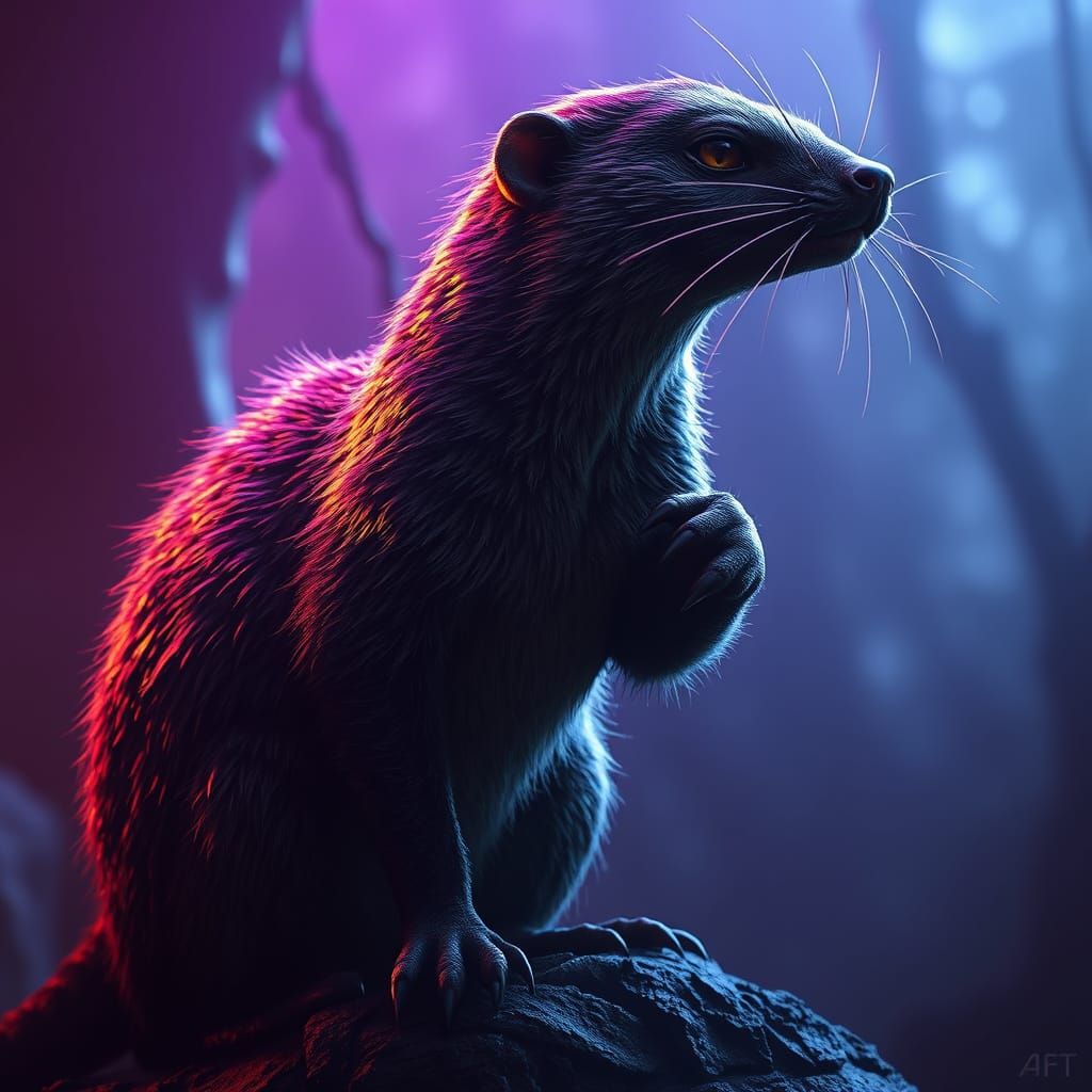 Heroic Dark Fantasy Mongoose in Vibrant Colors