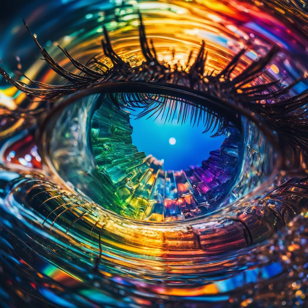 Refracted Light Creates Rainbow Prism in Oil Painting