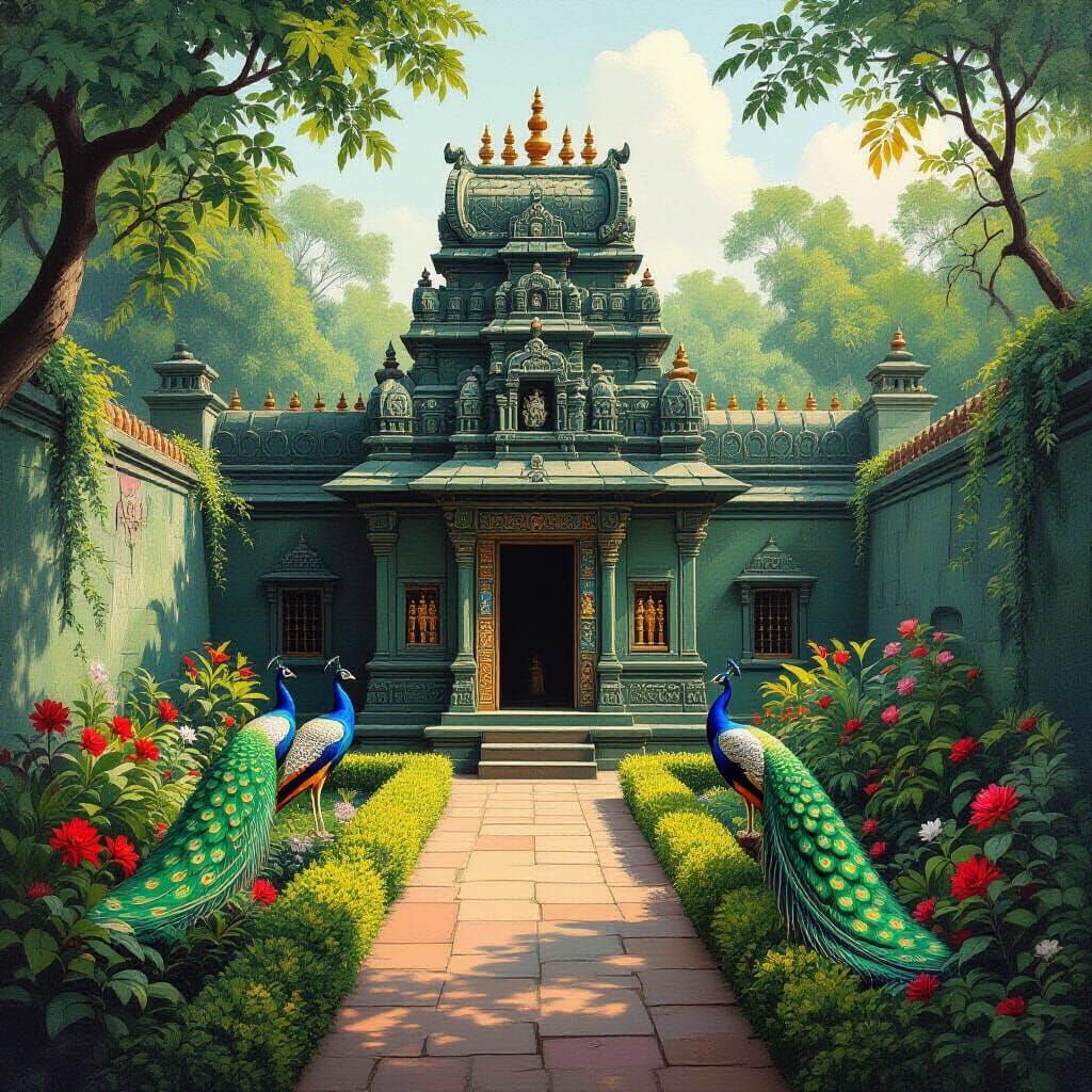 Majestic Indian Temple Garden in Traditional Style